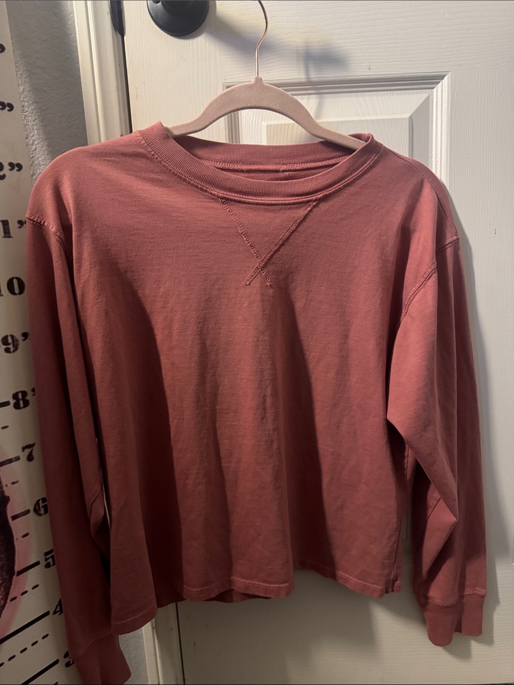 Brandy Melville Mauve-Pink Long Sleeve Crew Tee